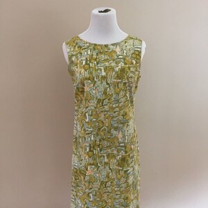 1960s Vintage Sleeveless Cotton Abstract Print Dress/Ruffled Hemline
