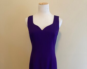 1980's Vintage Deep Purple Dress/Sleeveless/Sweetheart Neckline/ow Back/Car-wash Skirt/Niki Originals/ Made in USA/Rayon and Acetate