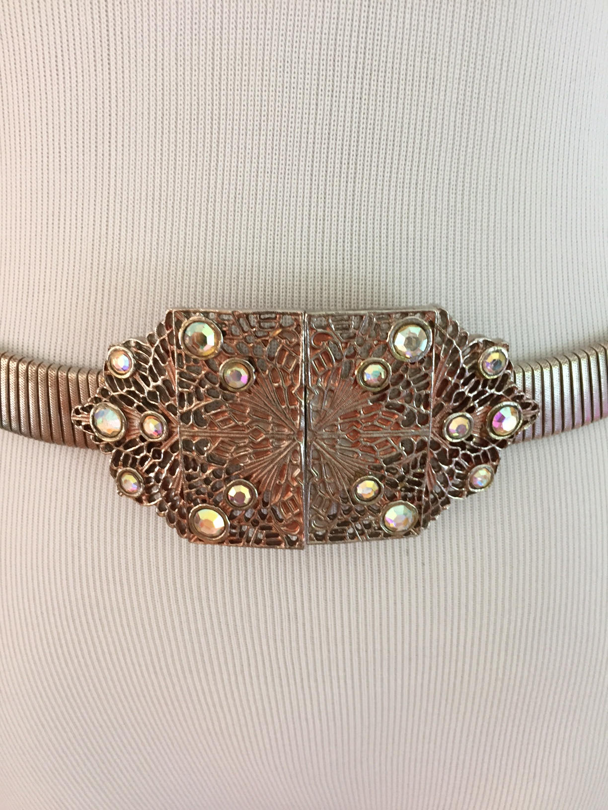 Vintage contemporary 80s belt Accessocraft NY Vintage Accessocraft N.Y.C. Gold Tone Metal Etruscan Buckle  main image 3