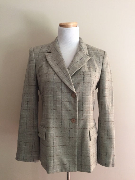 Late 1980's-1990's Vintage Windowpane Plaid Blaze… - image 1