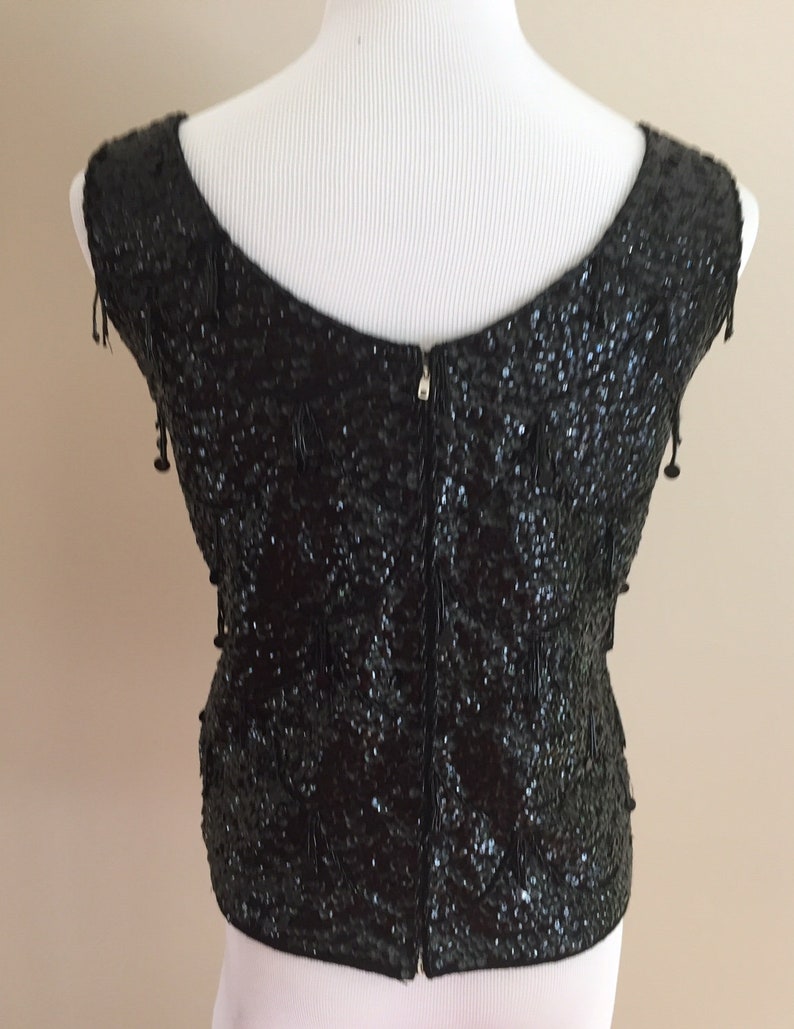 Late 1950's-Early 1960's Vintage Black Beaded and Sequined Shell/Gimbels image 3