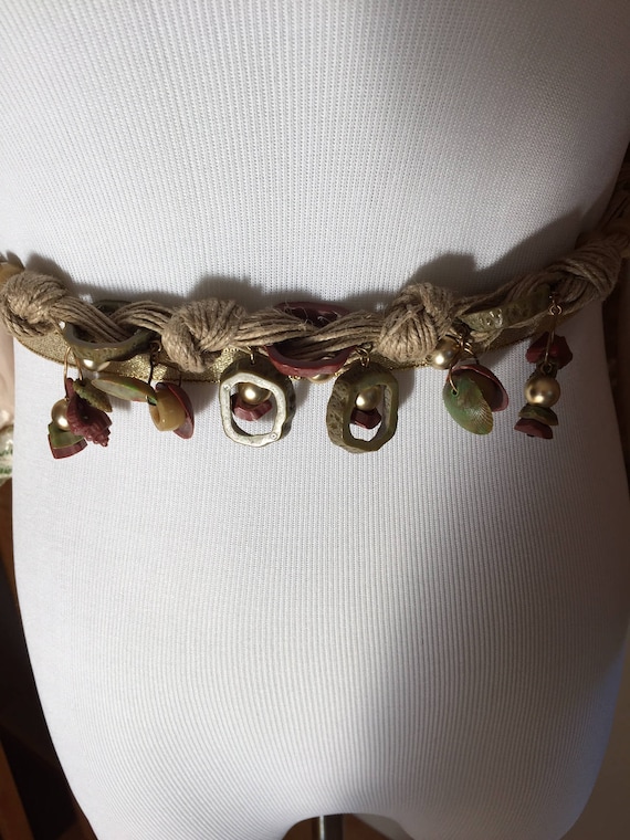 Late 70s-Early 80s Vintage Twisted Soft Jute Belt… - image 1