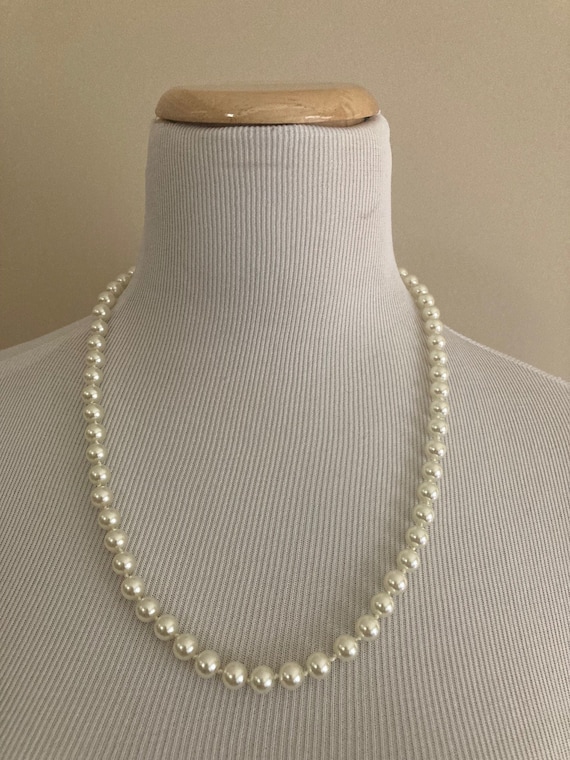 Vintage 24" Knotted Faux Pearls/Screw Clasp