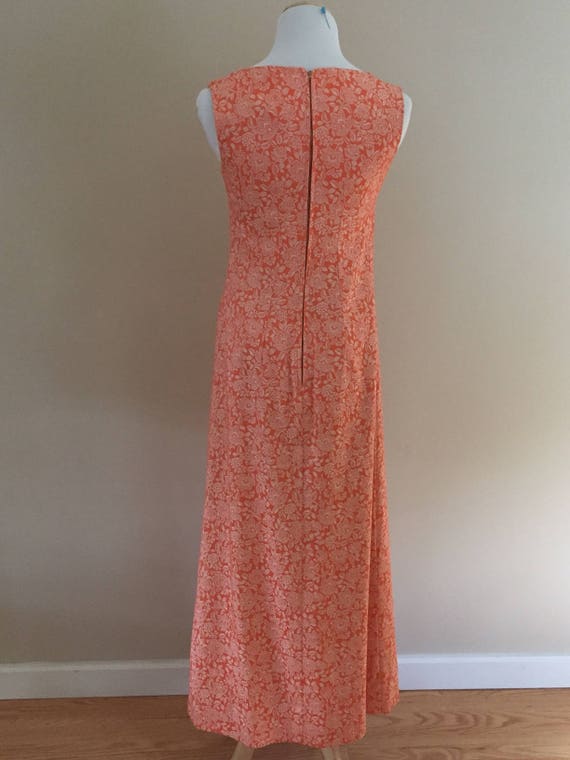 1960's Vintage Sleeveless Melon/Cream Floral Gown - image 4