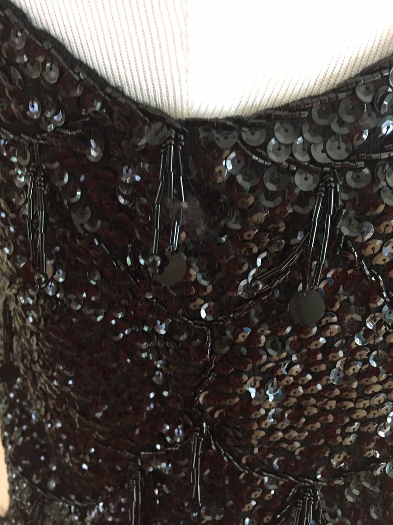 Late 1950's-Early 1960's Vintage Black Beaded and Sequined Shell/Gimbels image 5