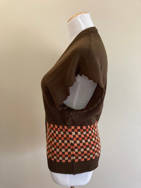 1970's Vintage Brown Sweater/Vest/Butterfly Sleev… - image 4