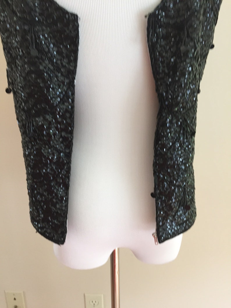 Late 1950's-Early 1960's Vintage Black Beaded and Sequined Shell/Gimbels image 6