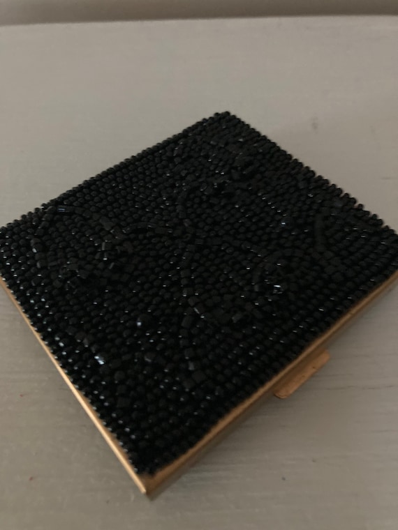 1950's-Early 1960's Vintage Black Beaded Compact/S