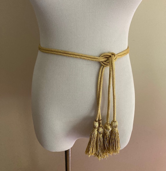 1970's Vintage Gold Double Cord Belt With Tassels/