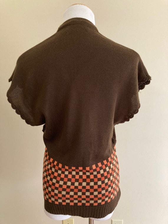 1970's Vintage Brown Sweater/Vest/Butterfly Sleev… - image 5