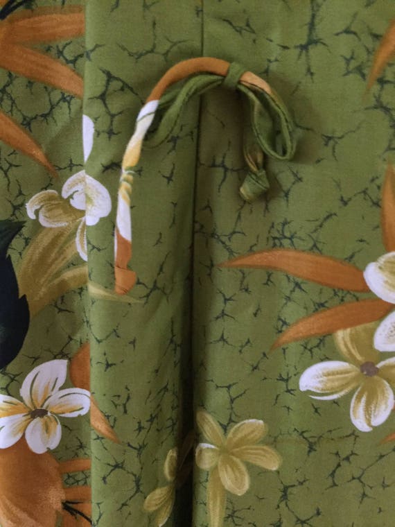 1960's-70s Vintage Apple Green Floral Maxi Dress/… - image 6