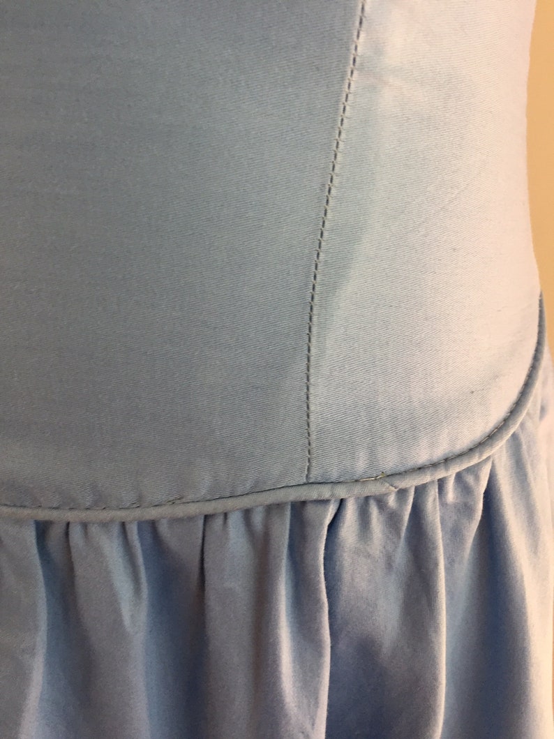 1950's Vintage Blue Cotton Sundress/Sweetheart Neckline/Appliqued image 5
