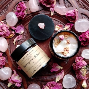 Rose Quartz & Rose Candle Alchemy | Pure Essential Oil | Heart Healing ~ Self Love ~ Divine Love ~ Inner Peace ~ Heart Energy Meditation