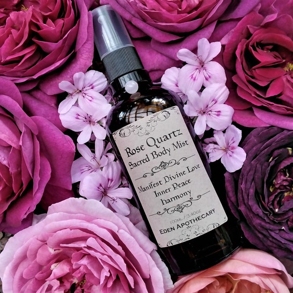 Rose Quartz Alchemy Sacred Body Mist with Rose Flower Essence | Heart Energy. Manifest Unconditional Love. Inner Peace. Harmony. 100ml