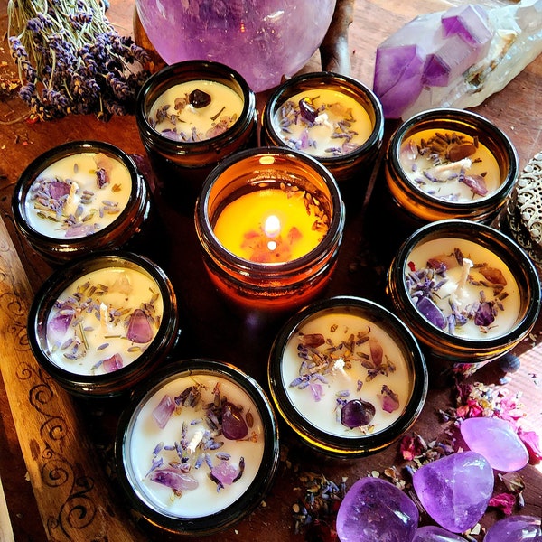 Amethyst & Lavender | Manifest Spiritual Awakening. Protection. Divine Energy ~ Pure Essential Oil Soy Wax Candle. Sacred Space. Meditation