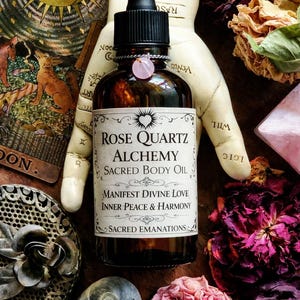 Rose Quartz Alchemy Body Oil: Organic Aromatherapy, Heart Energy