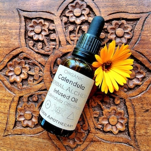 Calendula Botanical Face + Body Oil | Skin Healing Oil ~ Pure Calendula Oil.  Slow Infusion. Double Extraction. Astro-Herbalism. Organic