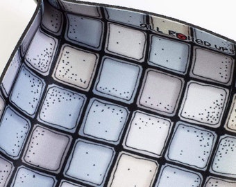 Compact All Rolled Up Dice Tray "Blue/Grey Tile" dungeon flagstone illustration theme