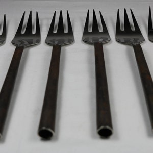 Handmade Burnished Rustic Flatware Appetizer/Salad/Cocktail Fork Brand New - set of 6 image 4