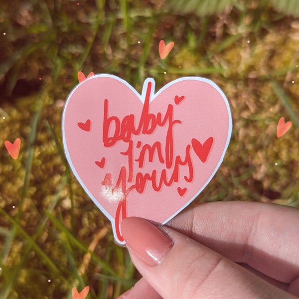 Baby ben ik van jou NoordpoolApen Hartvormige Sticker | stickers voor journaling, cadeaus, schattige sticker