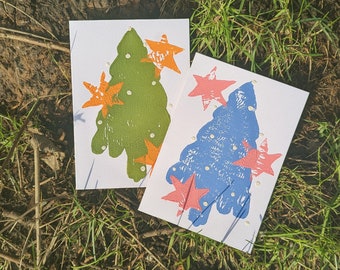 Homemade Linocut Christmas Cards | handmade, cute holiday cards, hand printed