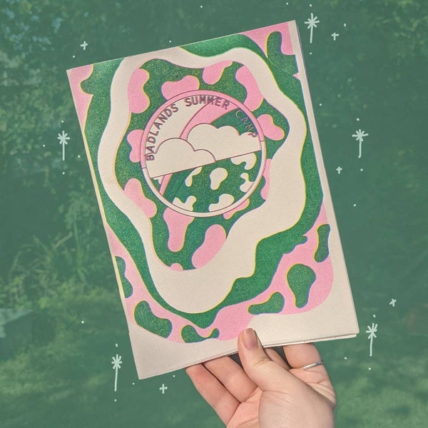 Badlands Summer Camp Risoprinted Zine | activity book, vegan recipes, crafts