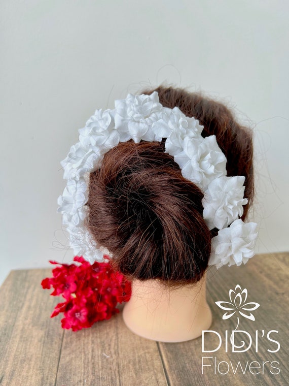 Fascia Per Capelli Gajra Bianca Confezione Da 2 – SHILPPAM, Floreale Tradizionale Con Profumo Di Gelsomino, Per Matrimoni E Festival Indiani - 2
