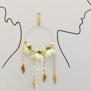 Floral Earrings, Flower Hoops Earrings, Indian Floral Jewelry, Wedding Flower Earrings, Silk Earrings, Floral Jewellery, Faux Hoop Earrings