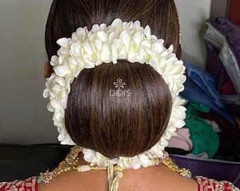 Postiche au jasmin, Postiche floral, Accessoire pour cheveux indiens, Fleurs pour cheveux de mariage, Fleurs pour cheveux, Gajra pour cheveux, Fleur pour cheveux en soie