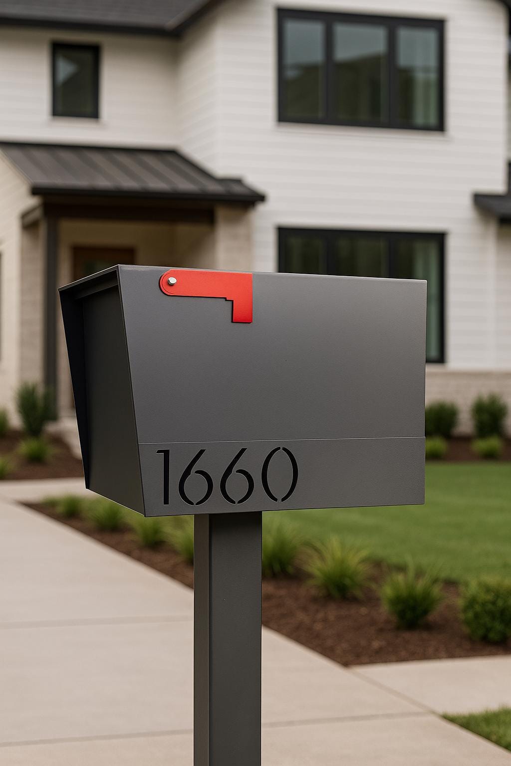 Ilyapa Modern Black Mailbox Post Mount - Heavy Duty Steel With Magnetic Door (19x8x10.5 Inches)