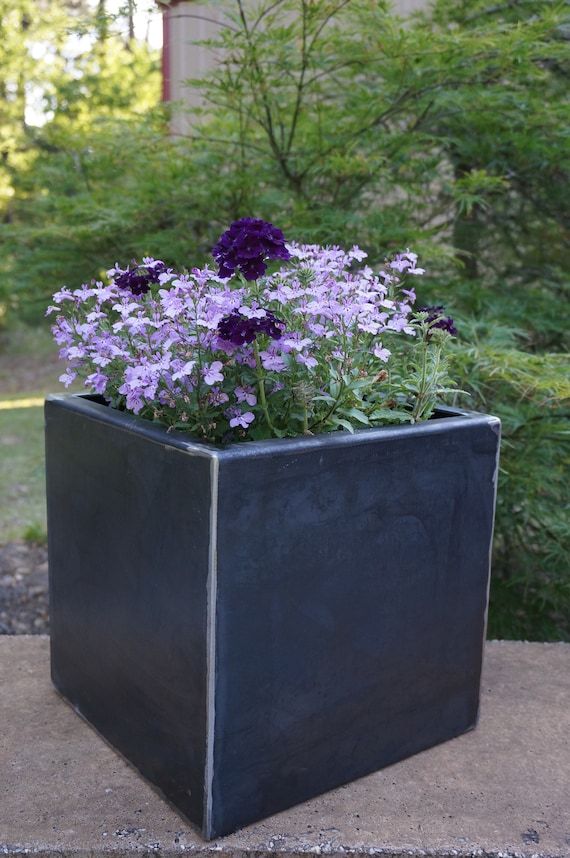 Steel Metal Square Planter Box  Rusting Patina, Outdoor Decor - Etsy