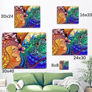Lady Polynesia Tribal Scene Artwork on Canvas