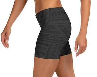 Black Samoan Tatau Tights Polynesian Tribal Art Shorts