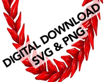 Commercial Use Personal Use 2 Designs Red Ula Fala Lei Samoan Necklace Art Design Digital Download