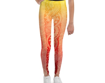 Sunshine Youth Leggings with Polynesian Tribal Designs