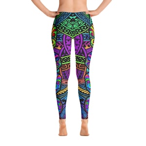 Tiki Colorful Jungle Polynesian Leggings for Women
