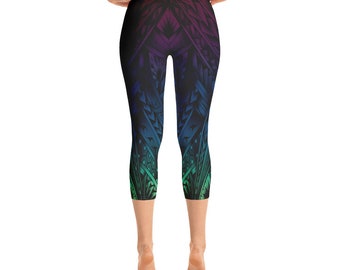 Polynesian Colorful Artful Capri Leggings for Women