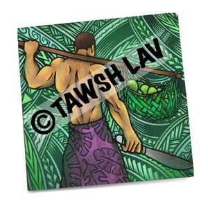 Samoan Art Faipopo Feau Pacific Islander Canvas Art 8”x8”