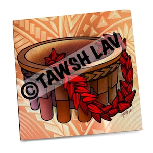Samoan Artwork Tanoa Kava Bowl Ula Fala Polynesian Art on Canvas
