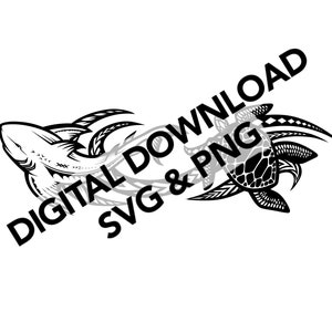 Commercial Use Personal Use Turtle and Shark Design Polynesian Art Samoan Legend Tatau Motifs Digital Download