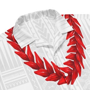 Ula Fala Red Samoan Chief Design Art White Tribal Men&#39;s T-shirt