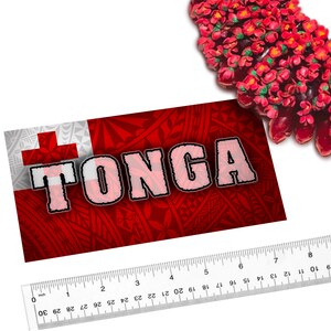 Tongan Flag Kingdom of Tonga Art Kupesi Tribal Bumper Sticker Car Decal