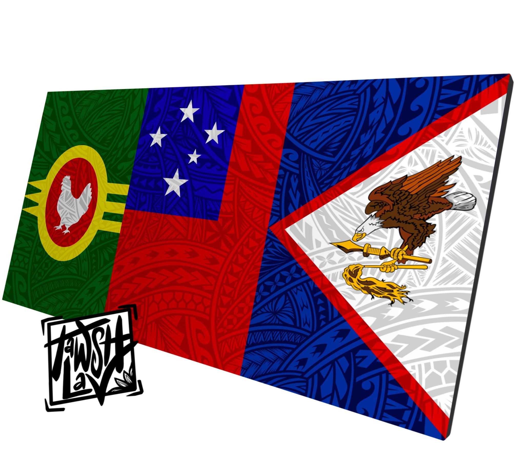 Samoan Islands Independent American Samoa Manua Tutuila Mixed Flag Artwork
