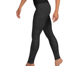Workout Black Samoan Island Tribal Art Polynesian Womens Leggings