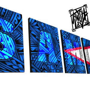 American Samoa Flag Tribal Art on Canvas Panels