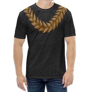 Ula Fala Brown Samoan Chief Design Art Black Tribal Men&#39;s T-shirt