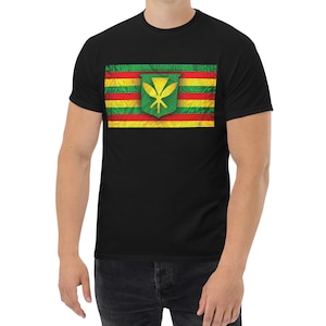 Hawaiihemd Kanaka Maoli Flagge Hawaii Design Kunstwerk Ärmel T-Shirt
