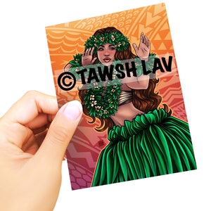 Hawaiian Wahine Hula Dancer Beautiful Kanaka Maoli Polynesian Art Sticker