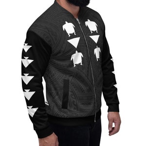 Tokelauan Tatau Turtle Fish Designs Traditional Tokelau Art Unisex Bomber Jacket