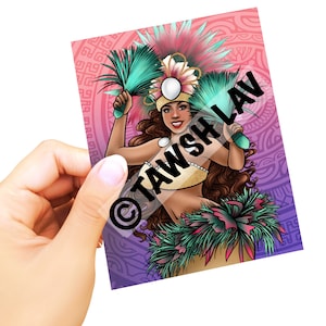 Tahitian Girl Vahine Artwork Polynesian Pacific Islander Art Sticker